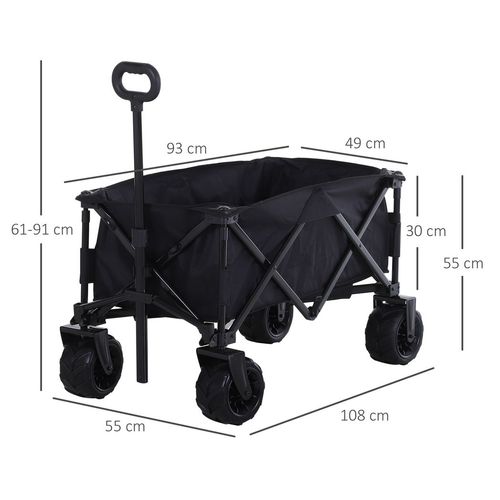 70kg Capacity Folding Beach Cart - Versatile Garden Trolley on Wheels