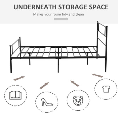 King-Sized Metal Bed Frame with Headboard and Footboard for Modern Bedrooms