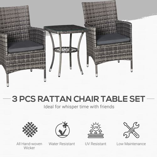 Light Grey Rattan Bistro Set: Elegant 2-Seater Garden Furniture for All Spaces