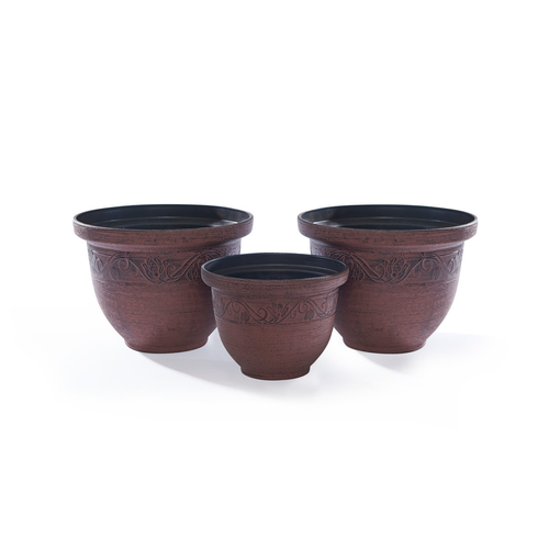 Eco-Friendly 3-Pack Brown Planters: Stylish, Durable & Maintenance-Free!