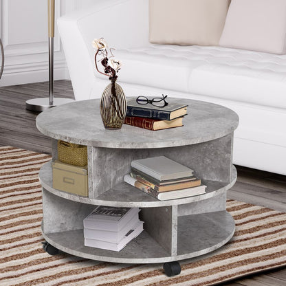 2-Tier Cement Colour Coffee Table, 60x39.5cm, Modern Design