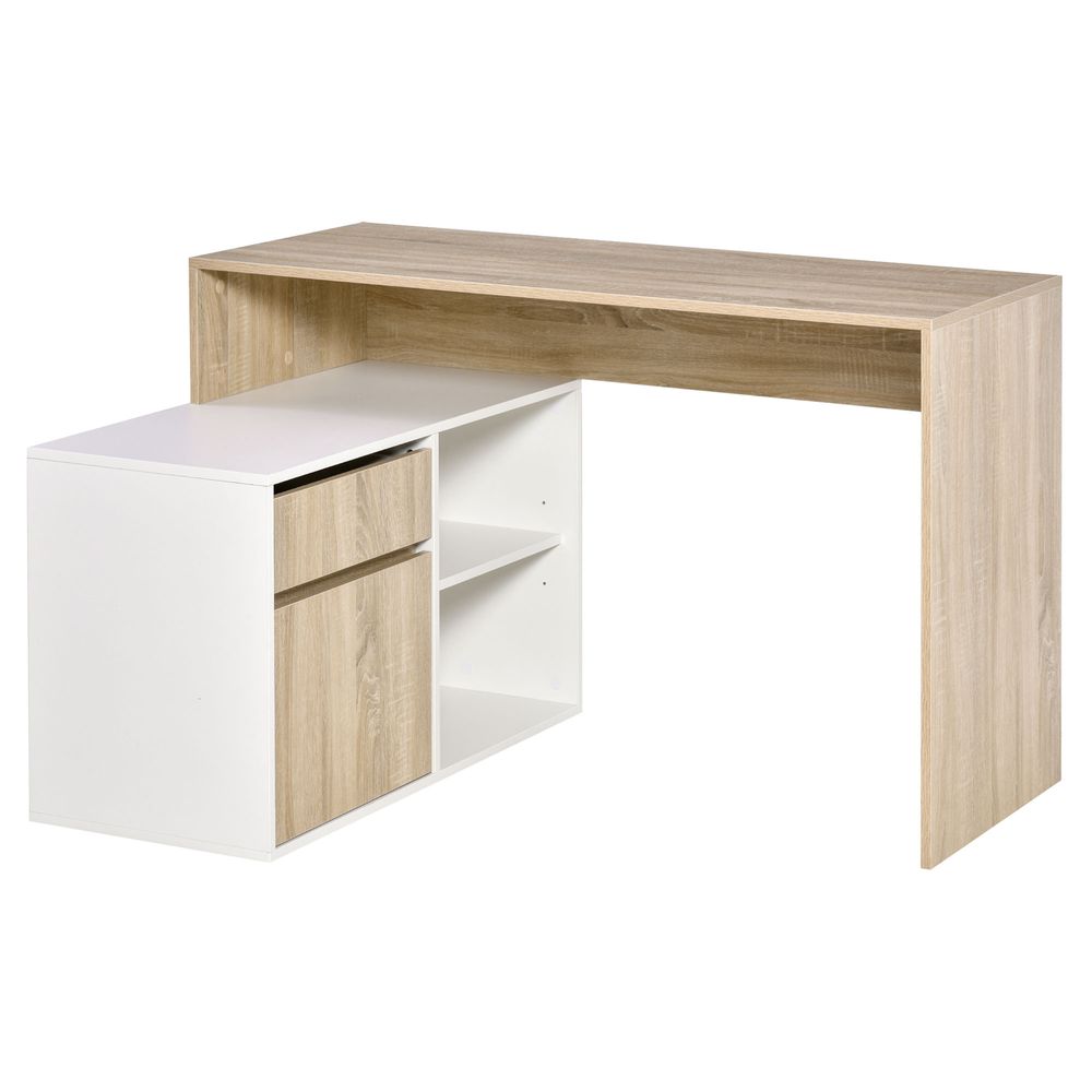 Oak and White L-Shaped Corner Computer Desk for Efficient Workspace Organisation