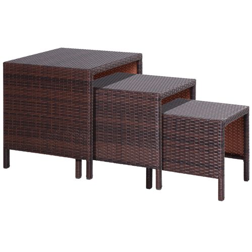 Stylish Rattan Nesting Tables - 3-Piece Stacking Set for Any Space