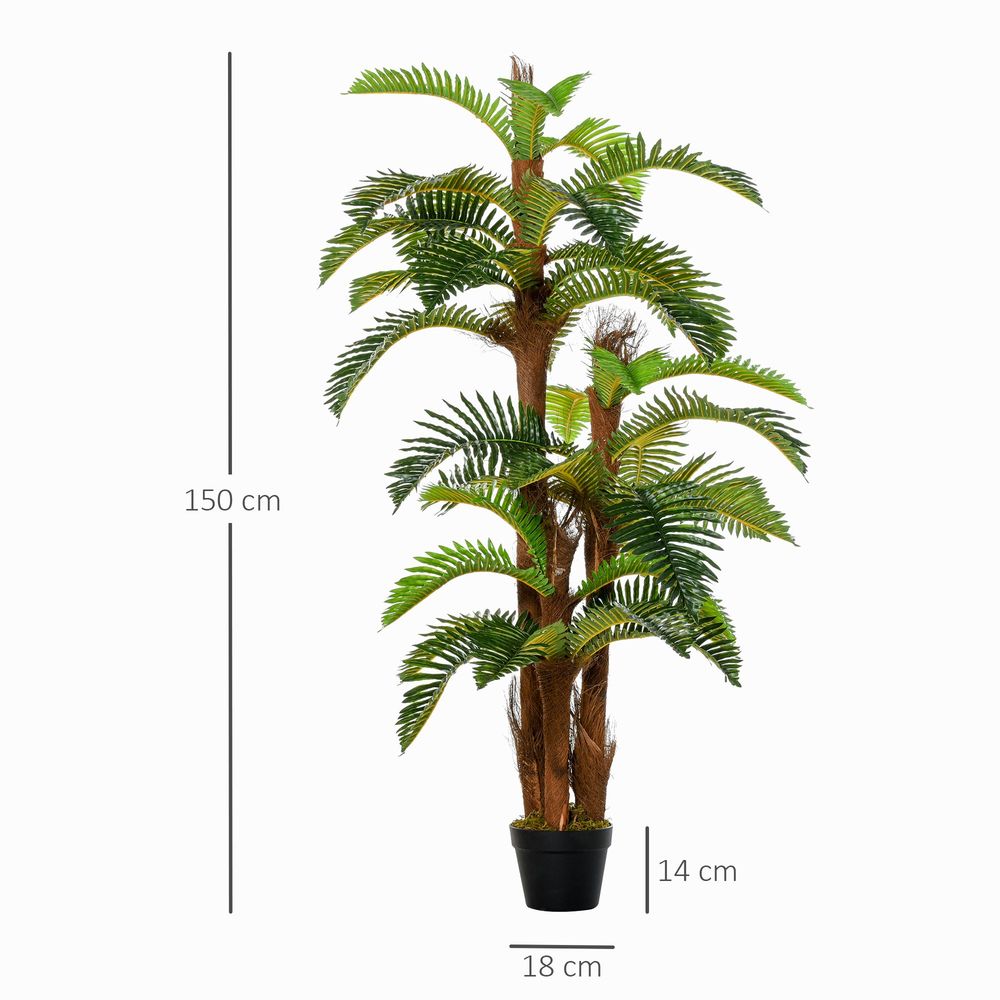 Artificial Fern Tree with 36 Leaves and Nursery Pot, Fake Plant 150cm for Lush Green Spaces