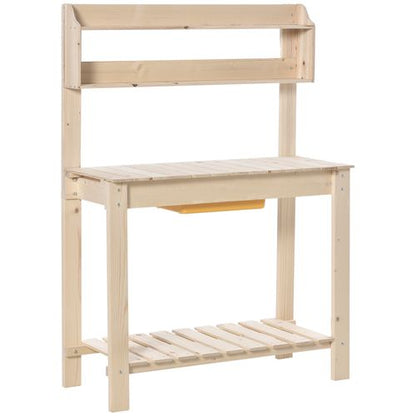 Outsunny Sliding Tabletop Potting Bench with Dry Sink & Durable Fir Wood