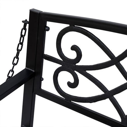 Elegant Steel Fleur-de-Lis Porch Swing Bench for Ultimate Outdoor Relaxation