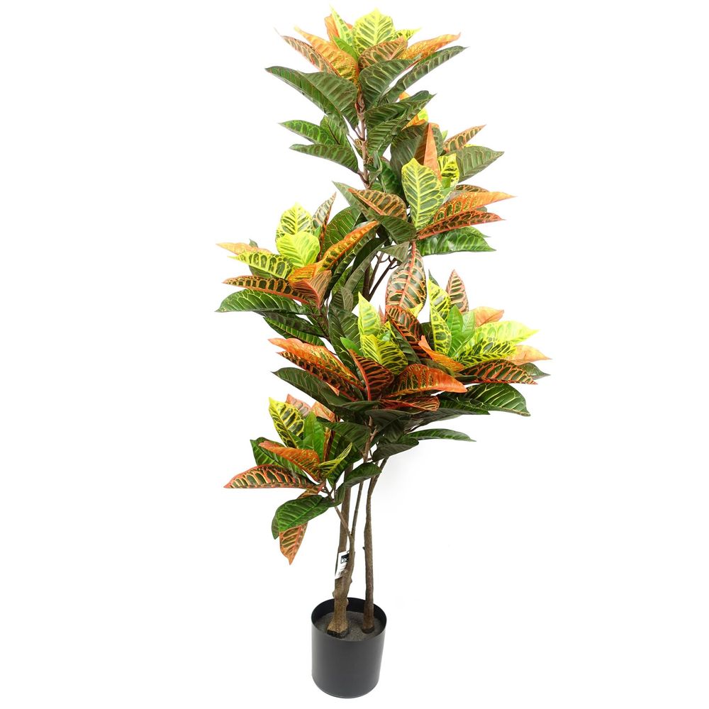 140cm Codiaeum Tree - Artificial with 179 Leaves for Colourful Spaces