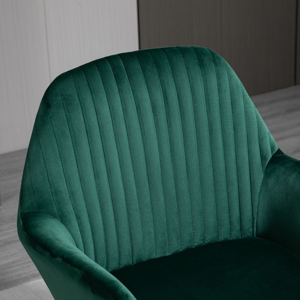 Green Velvet-Feel Upholstered Accent Chair with Metal Base for Modern Living