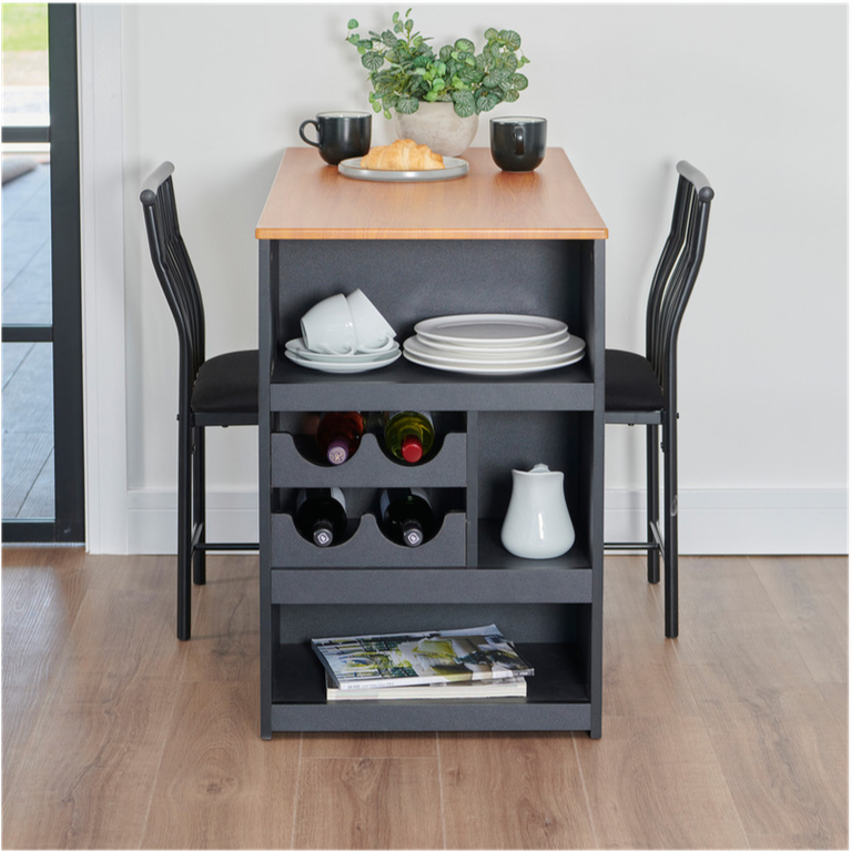 Compact Black Bistro Dining Set, Modern and Space-Efficient