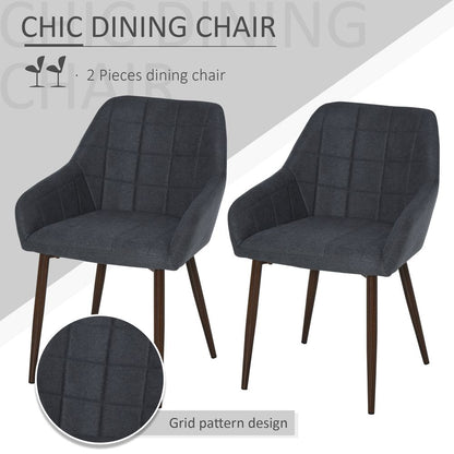 Pair of Dining Chairs with Sponge Padding and Metal Legs for Home Office Use