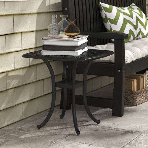 Elegant Cast Aluminium Bistro Table with Umbrella Hole - Black