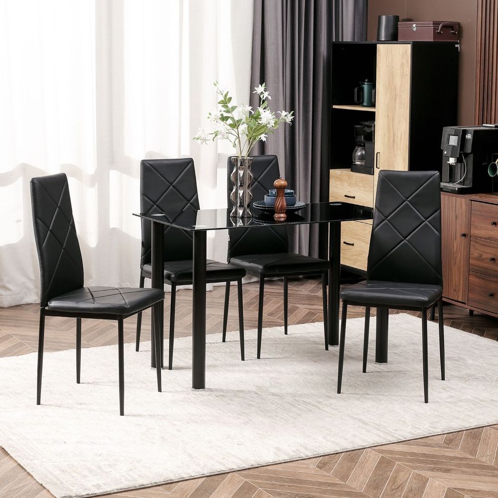 Modern Kitchen Dining Table Set for 4, Includes Chairs with Padded Seats for Comfort