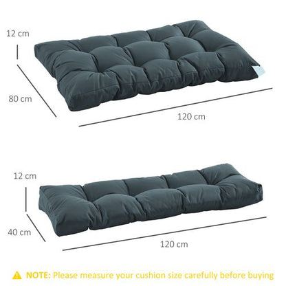 2Pcs Garden Tufted Pallet Cushion Seat Pad Back Cushion Dark Grey