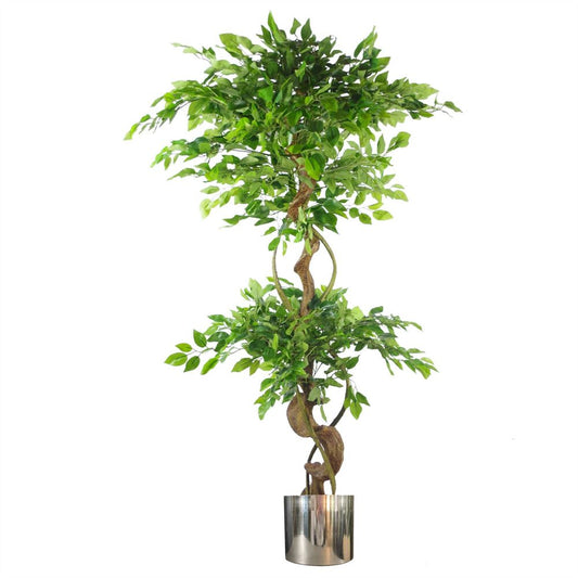 150cm Twisted Trunk Artificial Japanese Fruticosa Tree in Silver Planter for Modern Touch