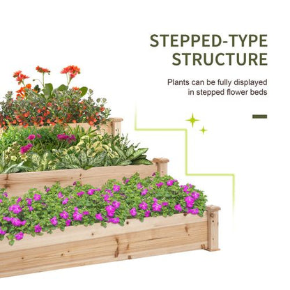 Elegant 3-Tier Wooden Raised Bed Planter - Perfect for Your Garden Oasis!