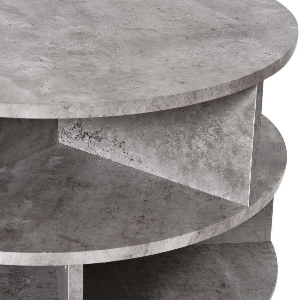 2-Tier Cement Colour Coffee Table, 60x39.5cm, Modern Design