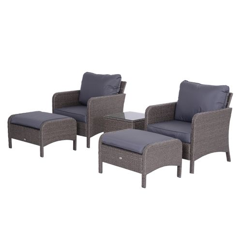 5 Pcs Rattan Furniture Set, Steel Frame-Grey