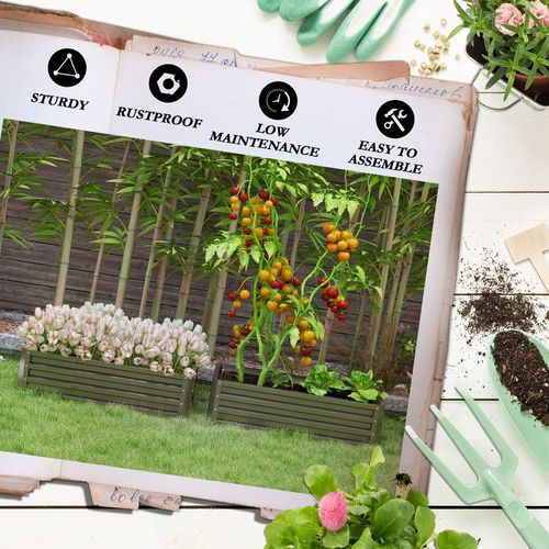 Steel Raised Garden Bed Planter Box Set - Durable & Chic Grey Duo