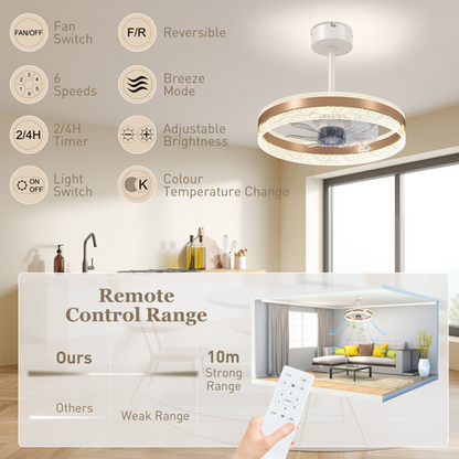 Elegant HOMCOM Ceiling Fan Light: 3 Colors, Remote Control & Quiet Breeze