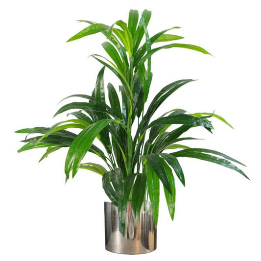 65cm Realistic Artificial Bamboo Shrub in Silver Metal Planter