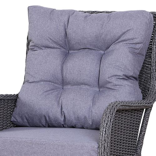 Deluxe 2-Seater Rattan Armchair & Table Set Grey