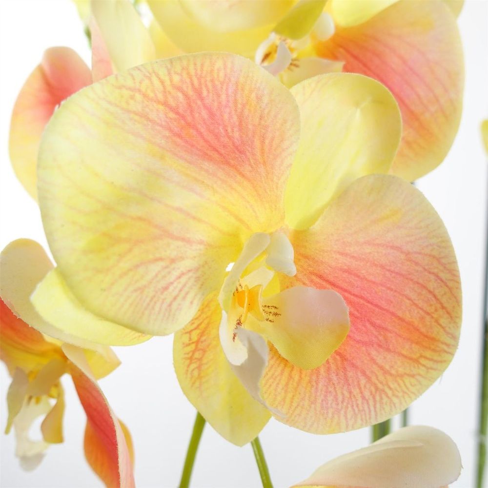 110cm Large Yellow Peach Artificial Orchid Plant - 41 Real Touch Flowers