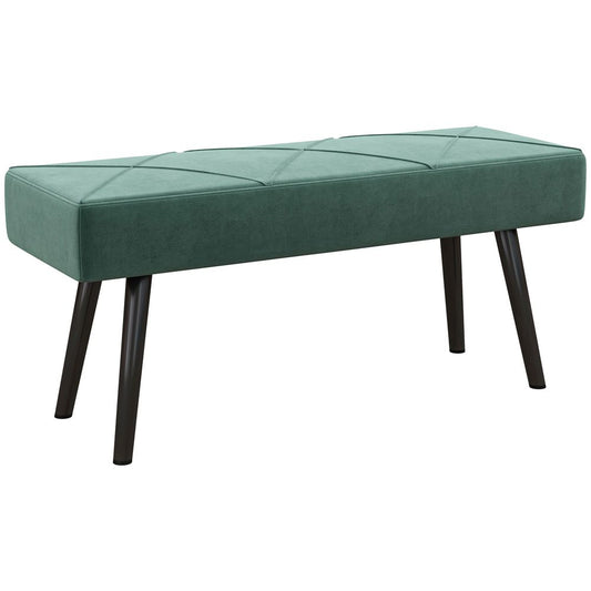 Green Upholstered End of Bed Bench with Steel Legs, Stylish Addition for Hallway and Bedroom