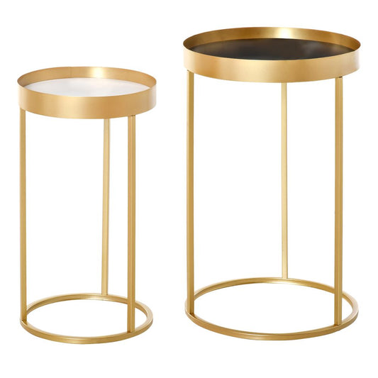 Set of 2 Modern Nesting Coffee Tables with Gold Finish for Home Office