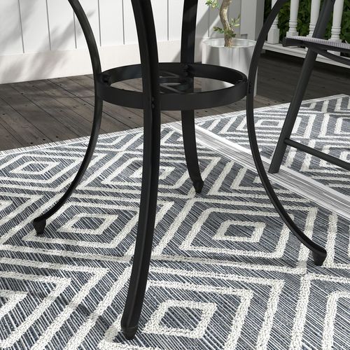 Black Cast Aluminium Bistro Table - Weather-Resistant with Umbrella Hole