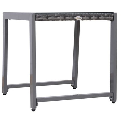 Elegant Grey Rattan End Table - Perfect Patio Side Coffee Furniture