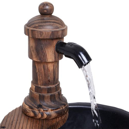 Rustic Barrel Water Pump Fountain - Enchant Your Garden Oasis!