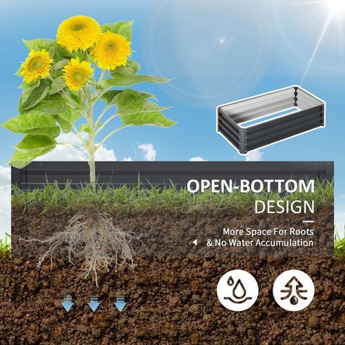 Grey Steel Raised Garden Bed Planter - Perfect for Vegetables & Flowers!