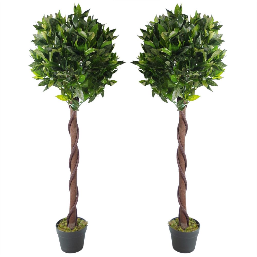 Twisted Trunk 120cm Artificial Topiary Bay Laurel Ball Trees for Stylish Accent