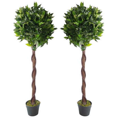 Twisted Trunk 120cm Artificial Topiary Bay Laurel Ball Trees for Stylish Accent