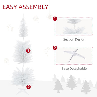 1.8m (6ft) Slim White Artificial Pine Pencil Christmas Tree - 390 Branch Tips