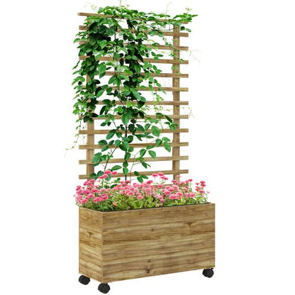 Wheeled Wooden Trellis Planter Box - Stunning Garden Growth Solution