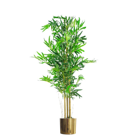 120cm Natural Look Artificial Bamboo Trees with Gold Metal Planter for Sophisticated Decor