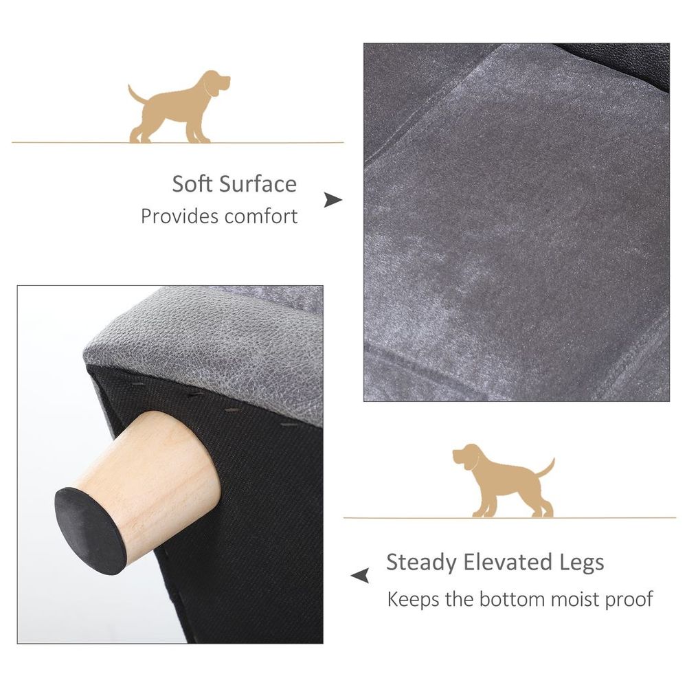 Soft Padded Grey Dog Sofa Bed and Kitten Couch for Small-Sized Dogs, Ideal for Cozy Lounging