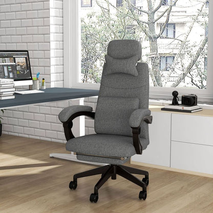 Dark Grey Reclining Home Office Chair with Lumbar Support for Ultimate Comfort