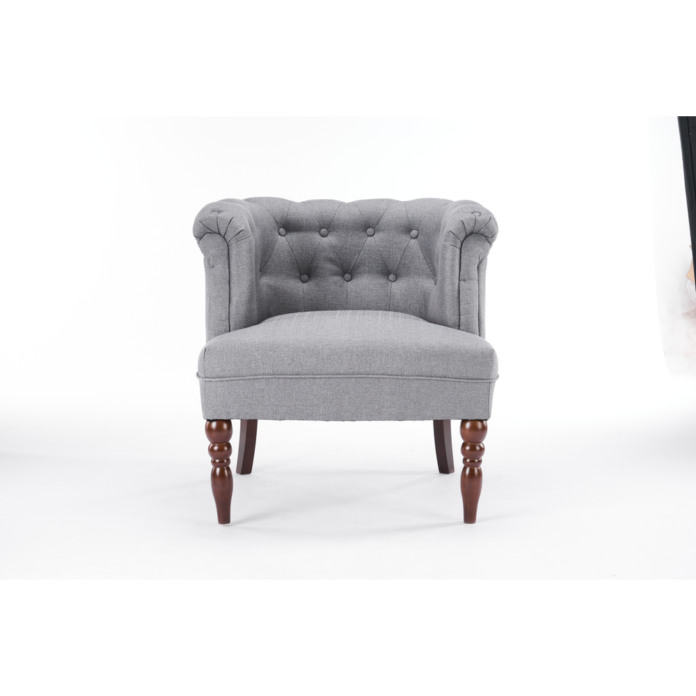 Grey Linen Armchair with 77CM Height for Contemporary Living Spaces