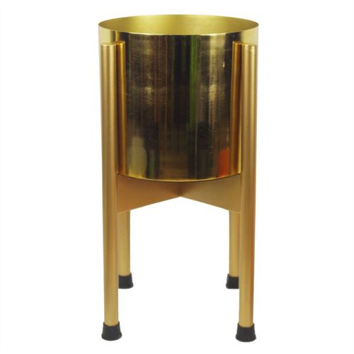 Leaf Metal Planter Plant Pot with Polished Gold Finish 20 x 18cm