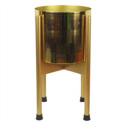 Leaf Metal Planter Plant Pot with Polished Gold Finish 20 x 18cm