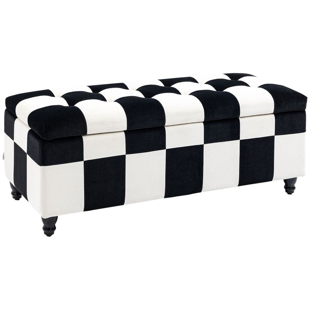 114 x 47 x 47cm Velvet Storage Ottoman with Button-Tufted Design for Stylish Footstool Storage