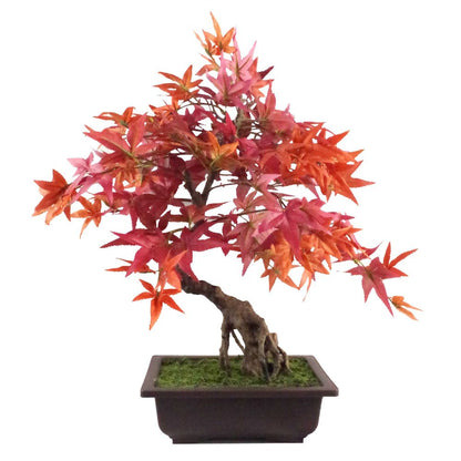 50cm Artificial Red Maple Bonsai Tree - Charming Miniature for Styling