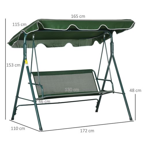 Cosy 3-Person Outdoor Swing Chair with Adjustable Canopy – Green Comfort