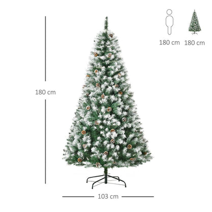 6ft Artificial Christmas Tree with Pine Cones - Automatic Open - Green
