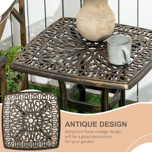 Elegant Aluminium Outdoor Side Table with Umbrella Hole - Bronze Finish