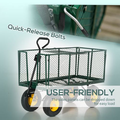 Heavy-Duty 4-Wheel Garden Trolley - Versatile Transport for All Landscapes