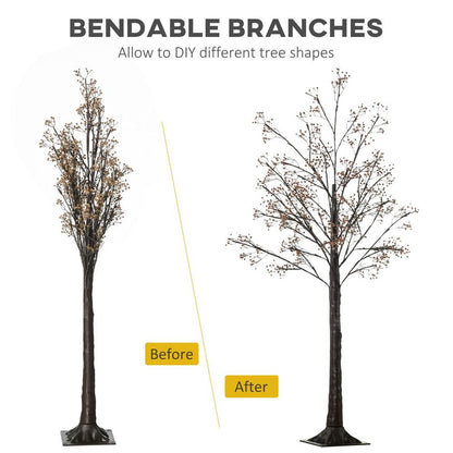 5FT Artificial Tree Featuring Warm White LED Lights and Baby Breath Flowers for Holiday Decor