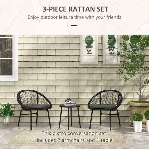 Stylish 3-Piece Bistro Garden Furniture Set with Cushioned Chairs